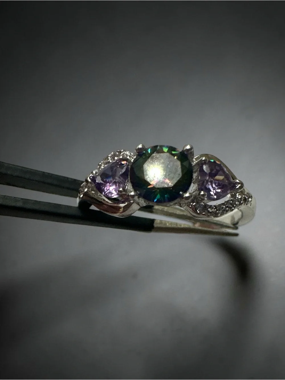 Mystic Topaz and Purple Accent Sterling Silver Ring